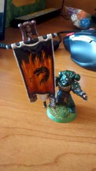 SM Veteran with Honour Guard Dark Salamander Chapter Banner by Tomakisz