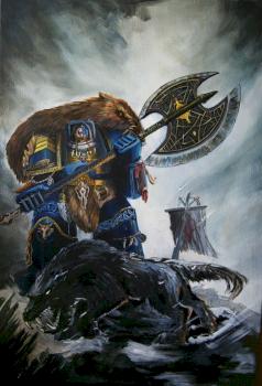 Space Wolfe Painting by DEN of IMAGINATION