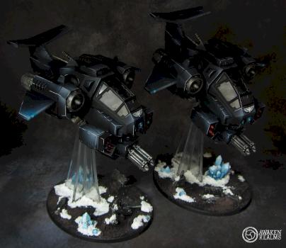 Space Marines Raven Guard Stormtalon Gunships by Awaken Realms