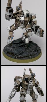 Tau Crisis XV-8 Battlesuit Team by rumplemaster