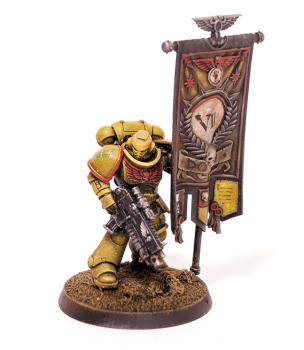 Imperial Fists Primaris Ancient with Dorn Banner by Grim Factorum