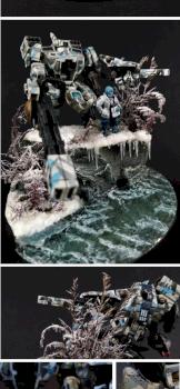 Diorama of Tau broadside battlesuit by JAB