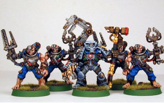 Warhammer 40K Space Wolf Iron Priest with servitors by sorcererstudios