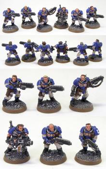 Space Marine Ultramarines Scouts with Shotguns (with converted heads) by richardvan
