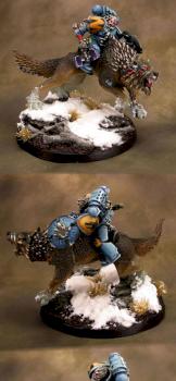 Space Wolf Lord with Thunder Hammer on Thunder Wolf by Lucid_Delusion