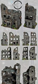 2x RUINED BUILDINGS SET I w40k, mordheim scenery terrain by studiolevel