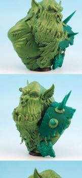 80mm height Ork Bust Greenstuff Sculpture by Scibor