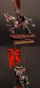 Chaos Khorne Hero on Mount with Battle Standard Bearer by slawek