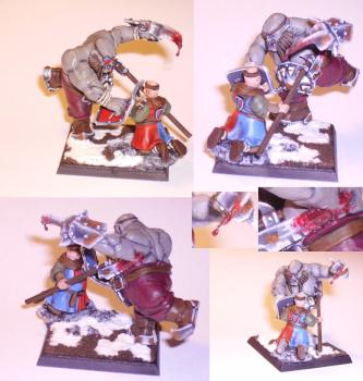 Bull vs. Man-at arms by Kromgrog_da_Git