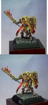 Almaran the Gold, Paladin With Flaming Sword (comission work) by avalon008