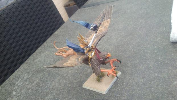 high elf prince on eagle by brokeuh
