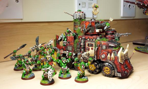 The Snakebite Boyz and their Battlewagon by savage-ork-guy