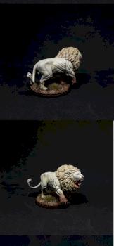 Golden eyed white lion by BertyakMiniaturePainting