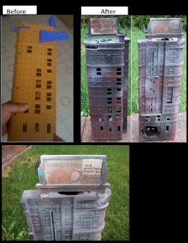 Post-apocalypsed a Spiderman toy building for 28mm by Byteknight