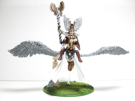 High Elf Sorceress on lammergeier by GON