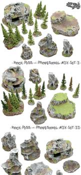 MEDIUM ROCK PASS MIX professional 29 elements wfb scenery terrain SAVE 20% by studiolevel