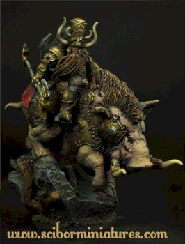 Moscal Dwarf on War Boar 54mm by Scibor