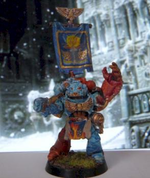 Brazen Claws Space Marine With Blue Camo Painting by Preeja