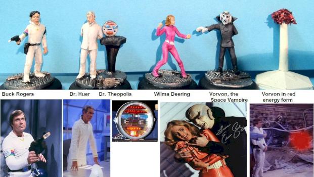 Buck Rogers, Dr. Huer, Dr. Theopolis, Wilma Deering & Vorvon the Space Vampire by Byteknight