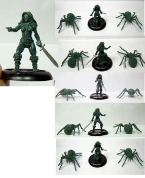 Giant Spiders and Female Barbarian (28mm scale) by zazeem