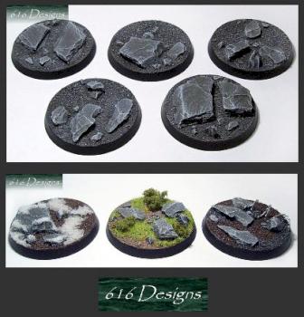 5 x 40mm round scenic slate resin bases unpainted by E616