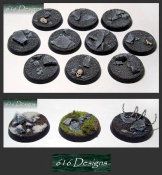 10 x 25mm round scenic slate resin bases unpainted by E616