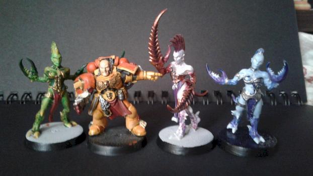 Lion spacemarin with 3 demonesses (FIRST PAINTING) by AlexA_Hasegawa