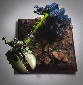 Necron Destroyer attack on Dreadnought by Ziggy