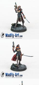 Female Commissar with Laser Pistol by MadFlyArtStudio