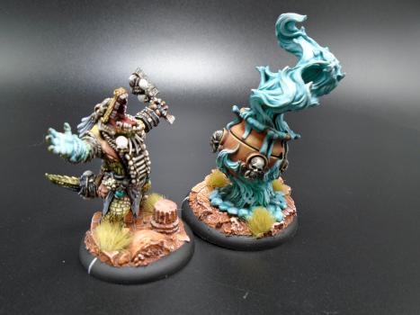 Hordes Painted Minions Unit Gatorman Boil Master & Spirit Cauldron by w013ejb