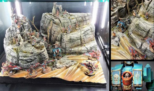 Harlequin and Grey Knight dreadnought diorama by awalker