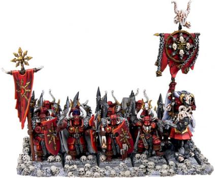 Warriors of Khorne with mounted Battle Standard Bearer by Drukhi