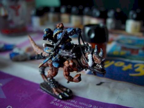 Chaos Liutenant with daemonic steed by s2pid
