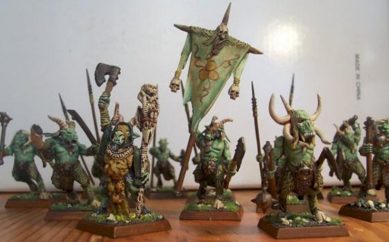 Beast herd (of Nurgle) with Bray-Shaman (also of Nurgle) by squigonastick