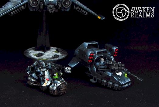 Dark Angels Ravenwing Bike and Land Speeder by Awaken Realms