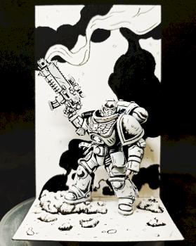 space marine intercessor in Comic style. by Dr hio