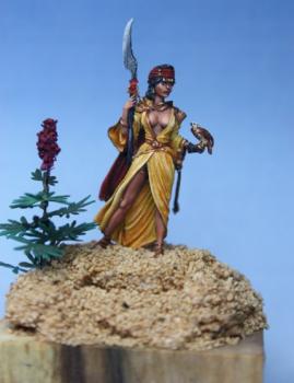 The Last Desert Flower - Female Warror with Hawk by Dawn