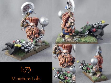 Dwarf Slayer and Goblin by 1a73MiniatureLab