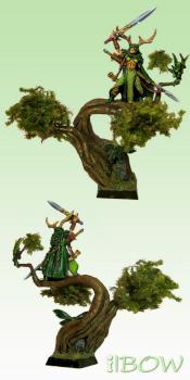 Wood Elf Waywatcher Noble on Big Tree Base by ilBOW
