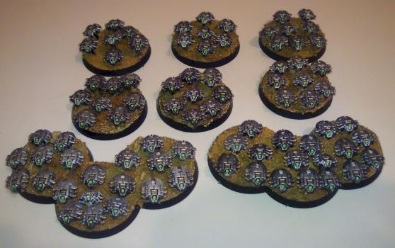 All my Necron Scarab Swarm bases by Horrid Mischief