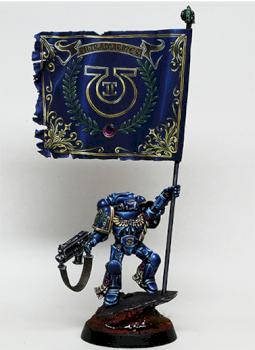 Ultramarines standard bearer Space marine by andywardle