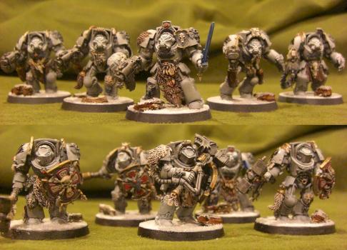Space Wolf Wolf guard squad in Termi armor by Zaymeal
