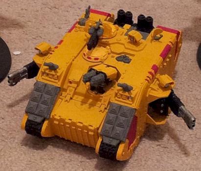 Imperial Fists Land Raider Redeemer by PaganLinuxGeek