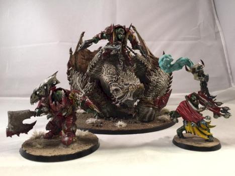 Orruk Command - Megaboss on foot, Megaboss on MawKrusha & Weirdnob Shaman by Art Steventon