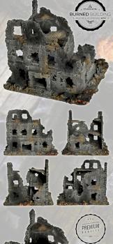 MULTIPLE BURNED BUILDING BOX I w40k, mordheim scenery terrain by studiolevel