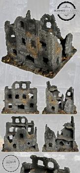 MULTIPLE BURNED BUILDING BOX II w40k, mordheim scenery terrain by studiolevel