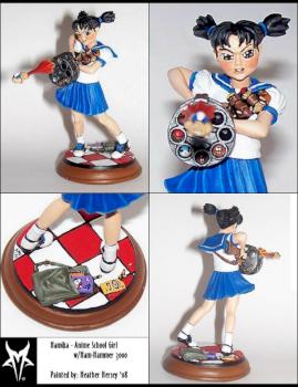"Hamika" - Anime school girl w/Ham-Hammer 3000 by Middle Pillar Path