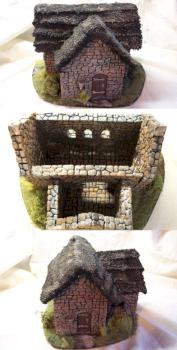 Thatched Roof Fieldstone Cottage--Removable Roof by battlescenerylady
