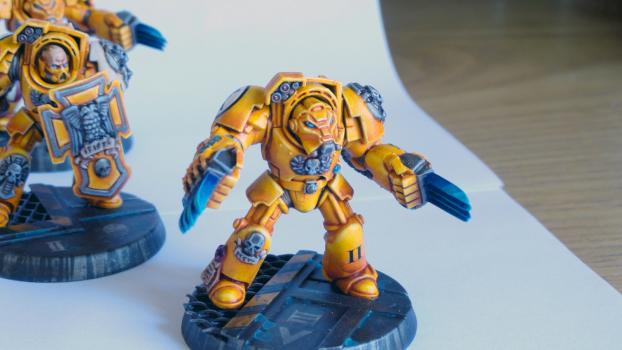 Imperial Fists Assault Terminators by GhiaccioloPainting