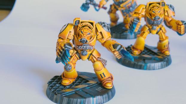 Imperial Fists Assault Terminators by GhiaccioloPainting